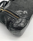 Brahmin Black Selma Croc Embossed Leather Shoulder Bag