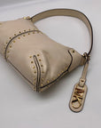 Michael Kors Ivory White Studded Leather Astor Pouchette