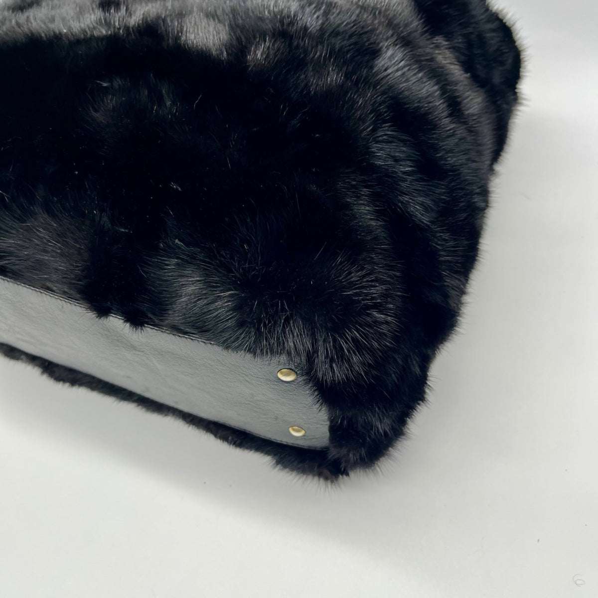 Falorni Italia Le Borse Black Fur Shoulder Bag