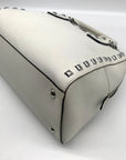 Michael Kors White Saffiano Leather Studded Satchel