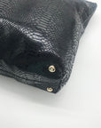 Michael Kors Black Snake Embossed Leather Shoulder Bag