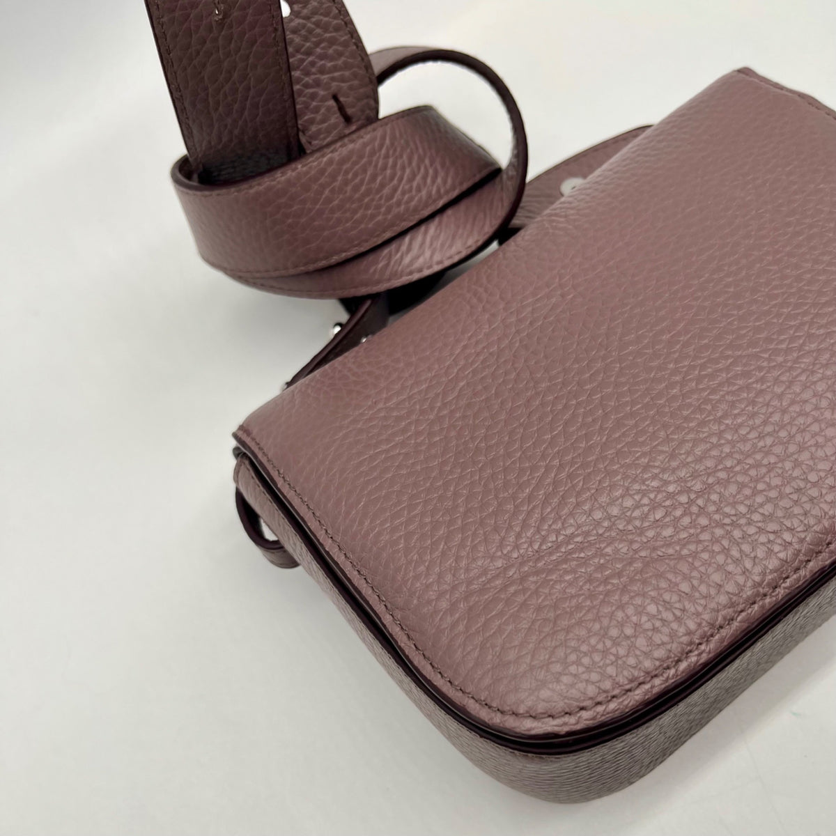 Aspinal Lavender Taupe Pebbled Leather Crossbody