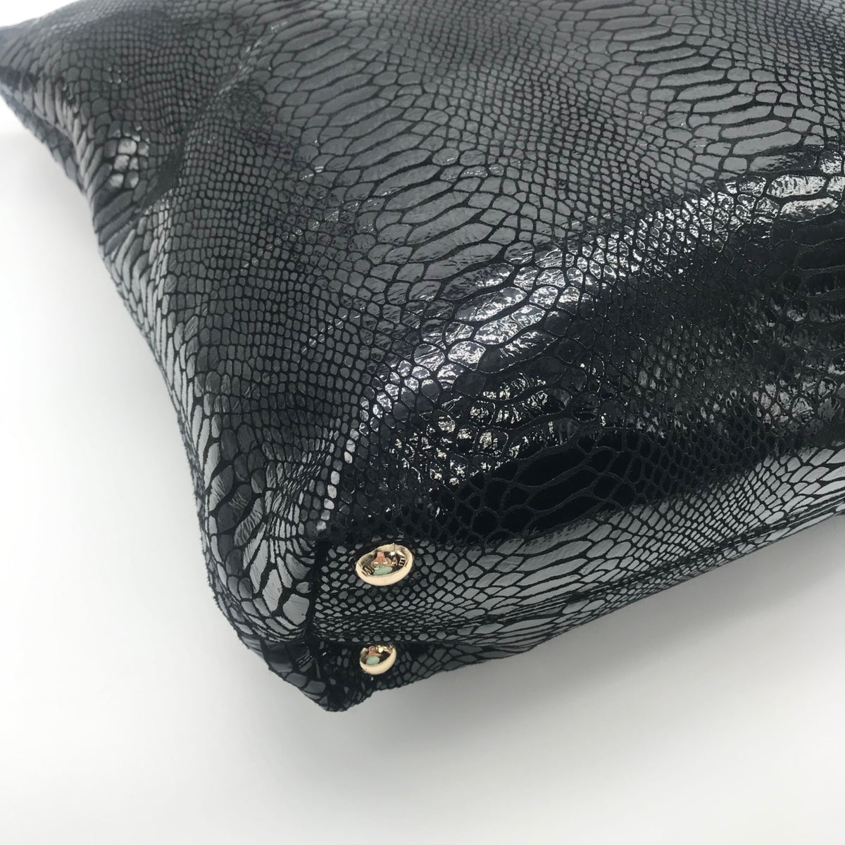 Michael Kors Black Snake Embossed Leather Shoulder Bag