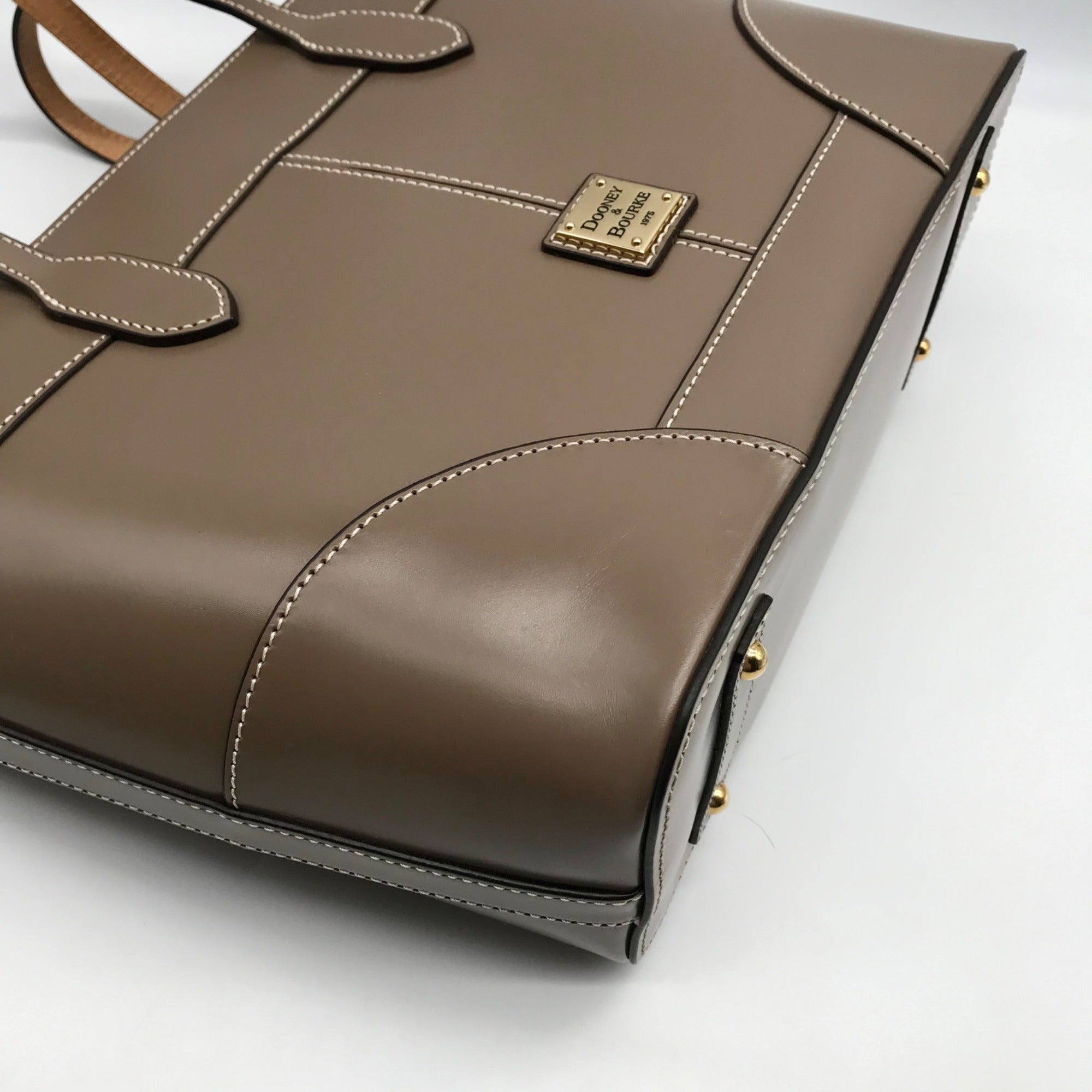 Dooney &amp; Bourke Taupe Leather Selleria Tote Bag