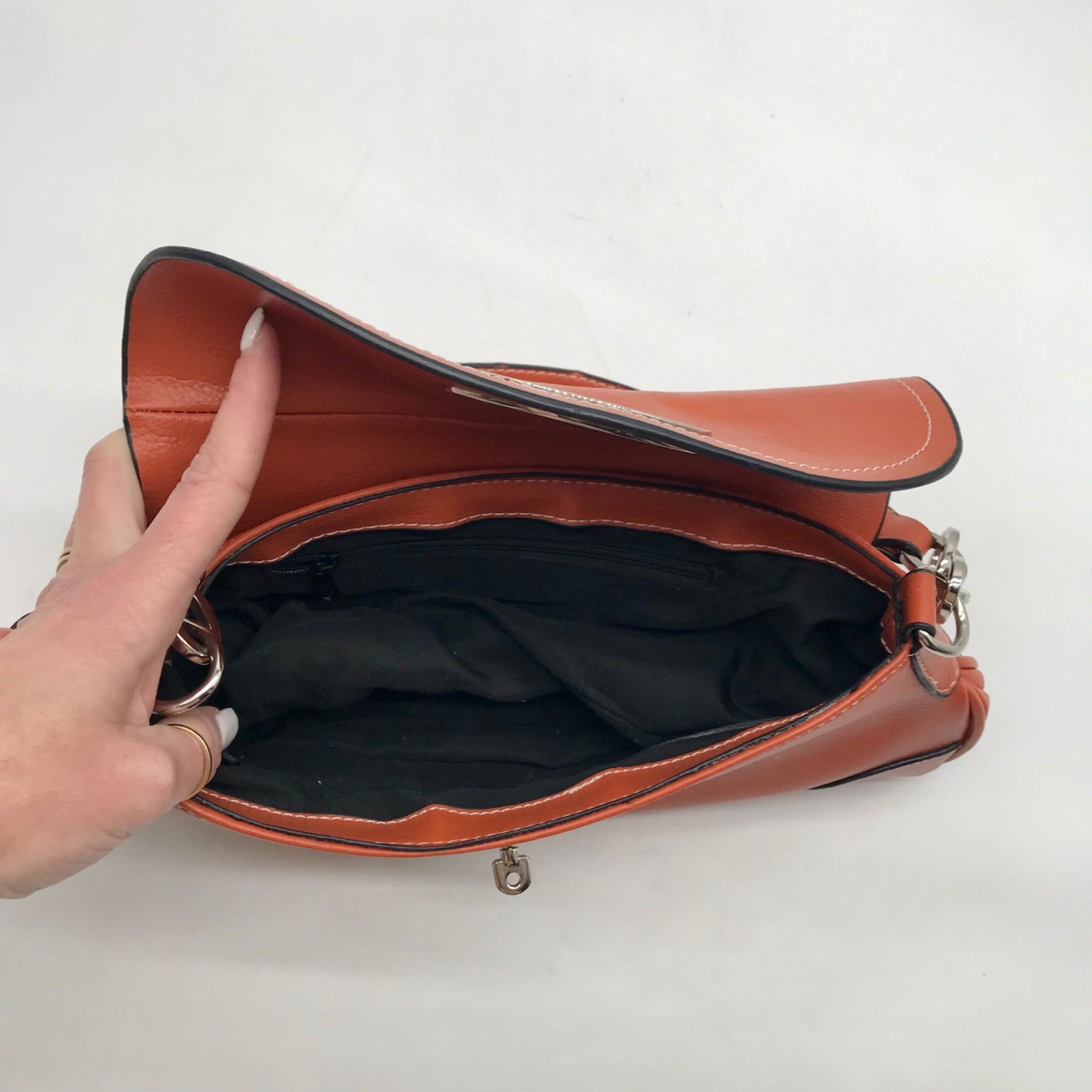 Unbranded Orange Faux Leather Shoulder Bag