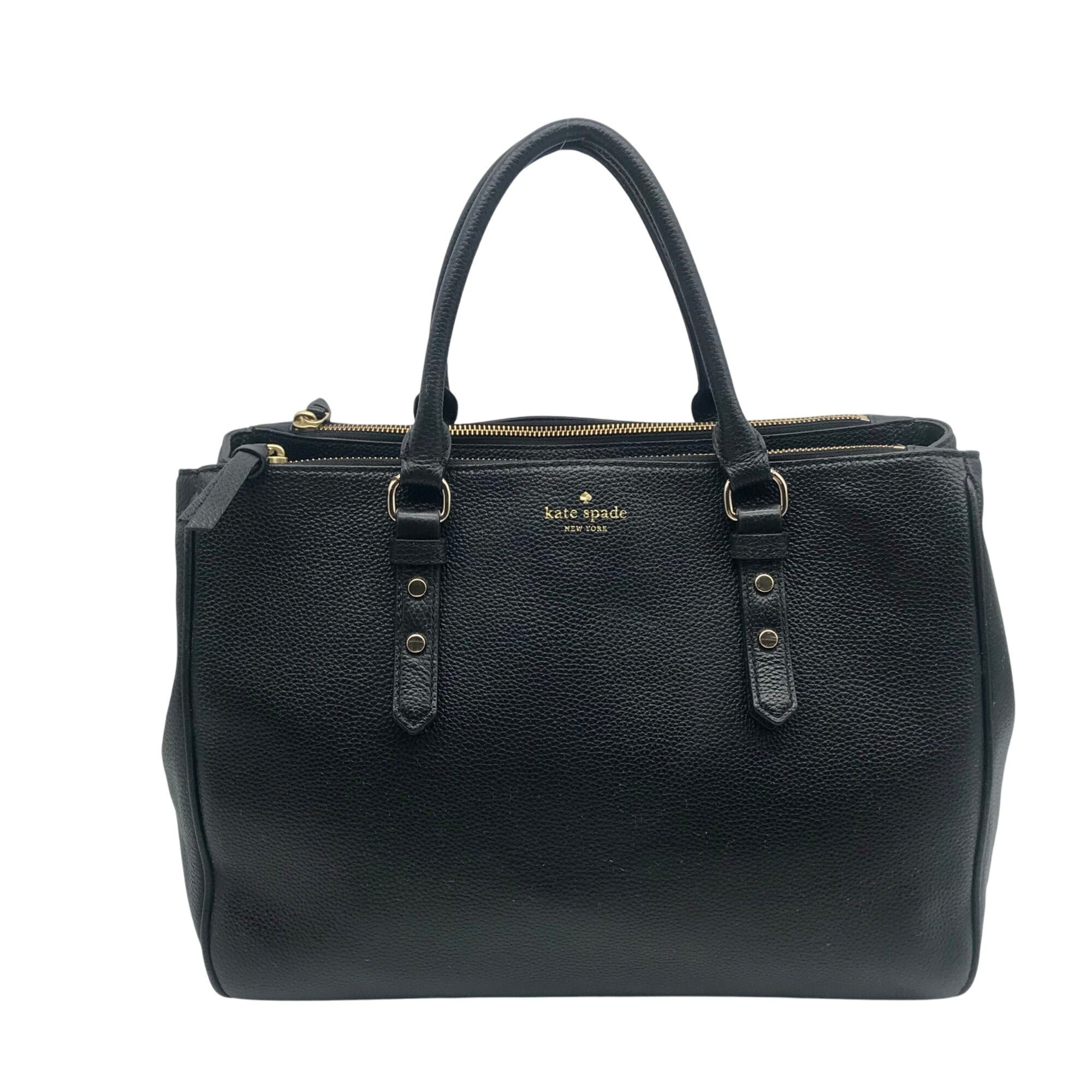Kate Spade Black Pebbled Leather Leighann Mulberry Street Convertible Satchel 