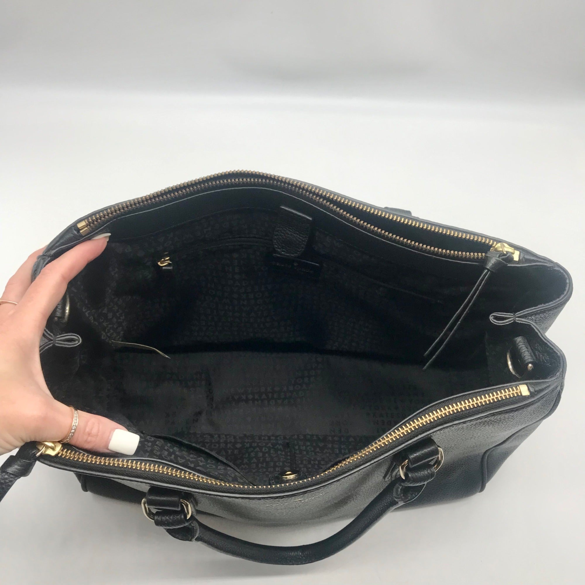 Kate Spade Black Pebbled Leather Leighann Mulberry Street Convertible Satchel