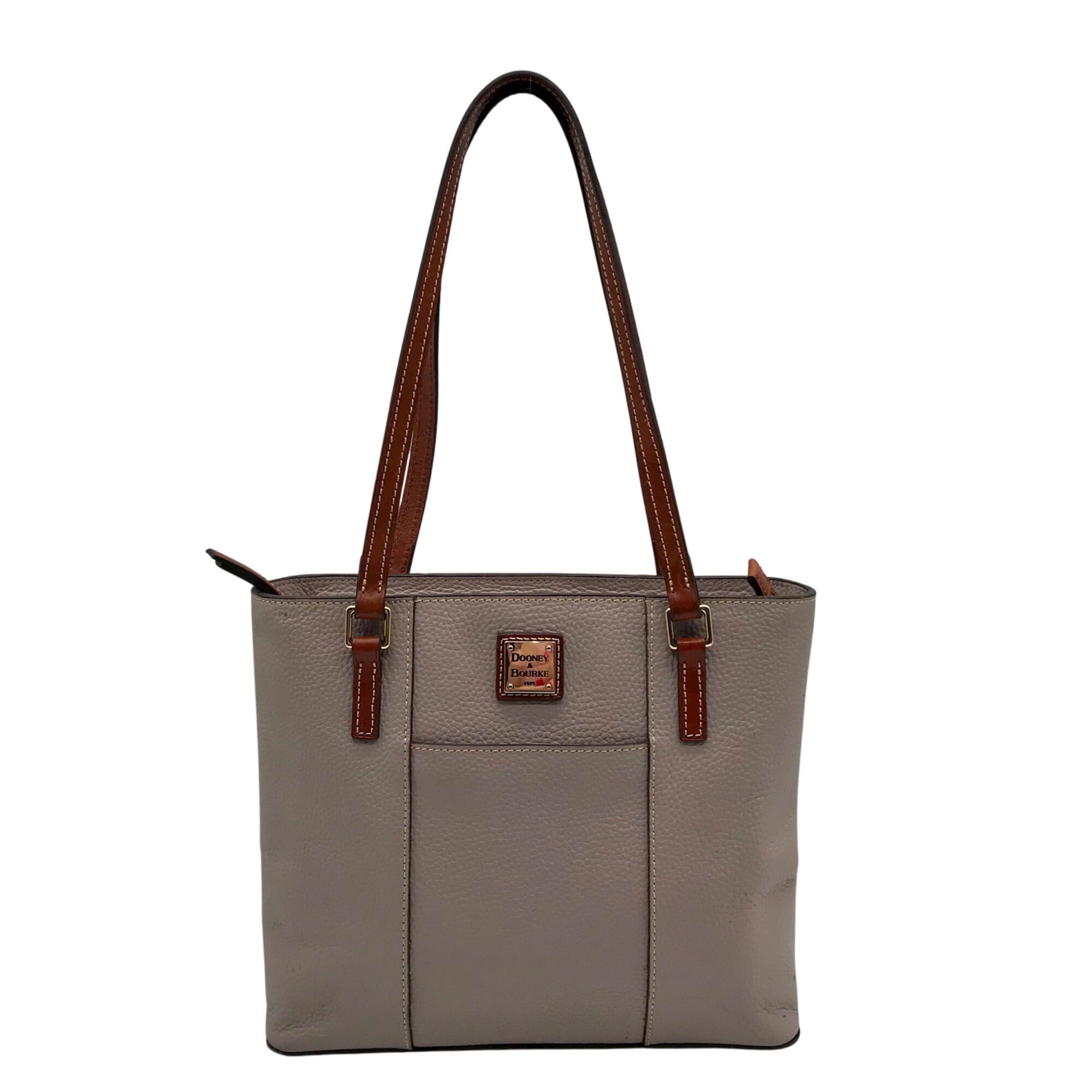 Dooney &amp; Bourke Gray Pebbled Grain Lexington Shopper Tote