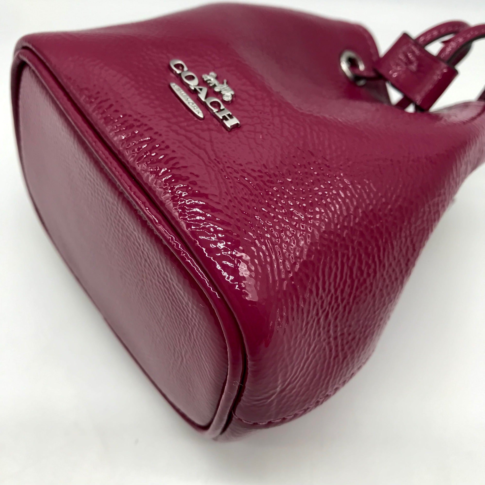 Coach Purple Patent Leather Crinkle Drawstring Wristlet