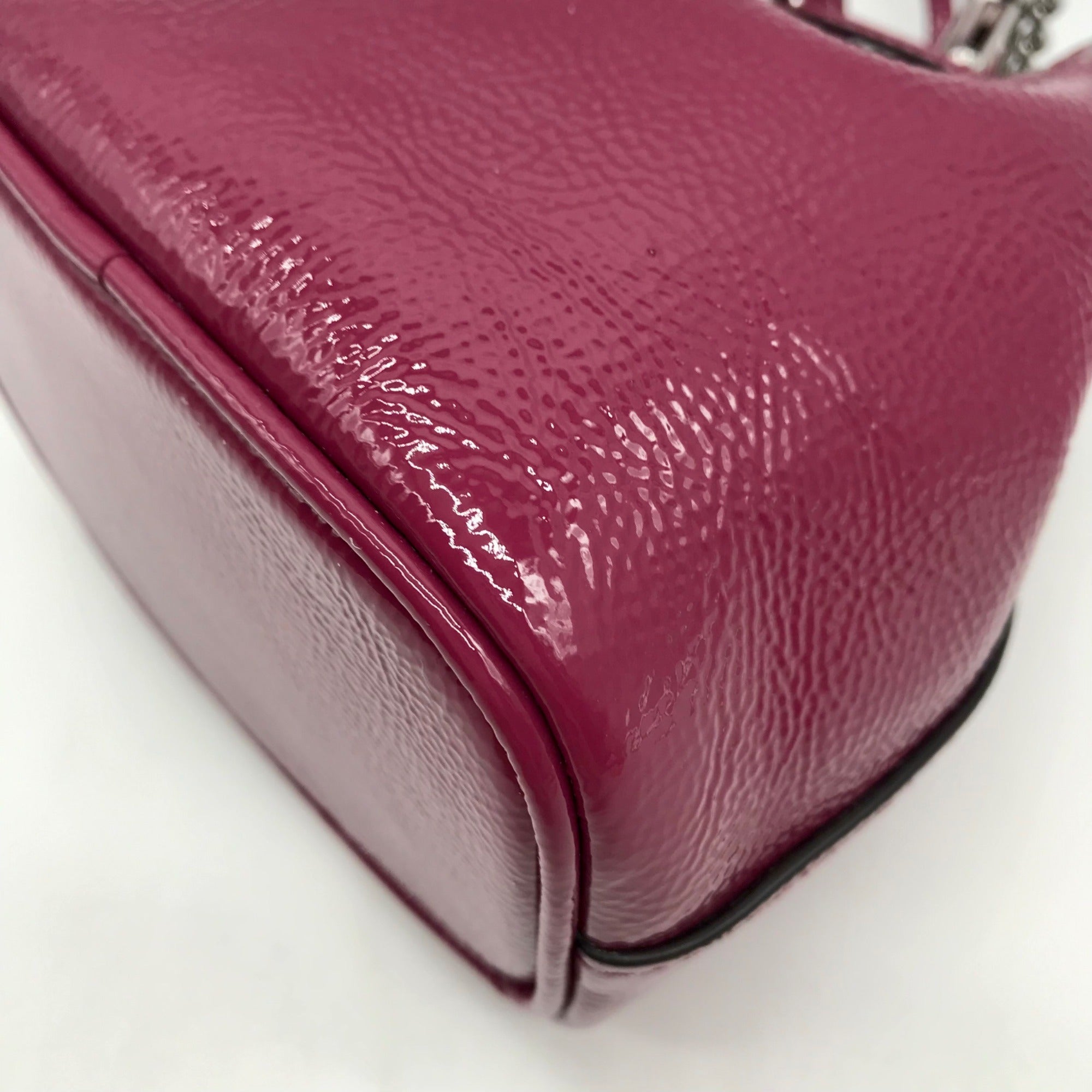 Coach Purple Patent Leather Crinkle Drawstring Wristlet