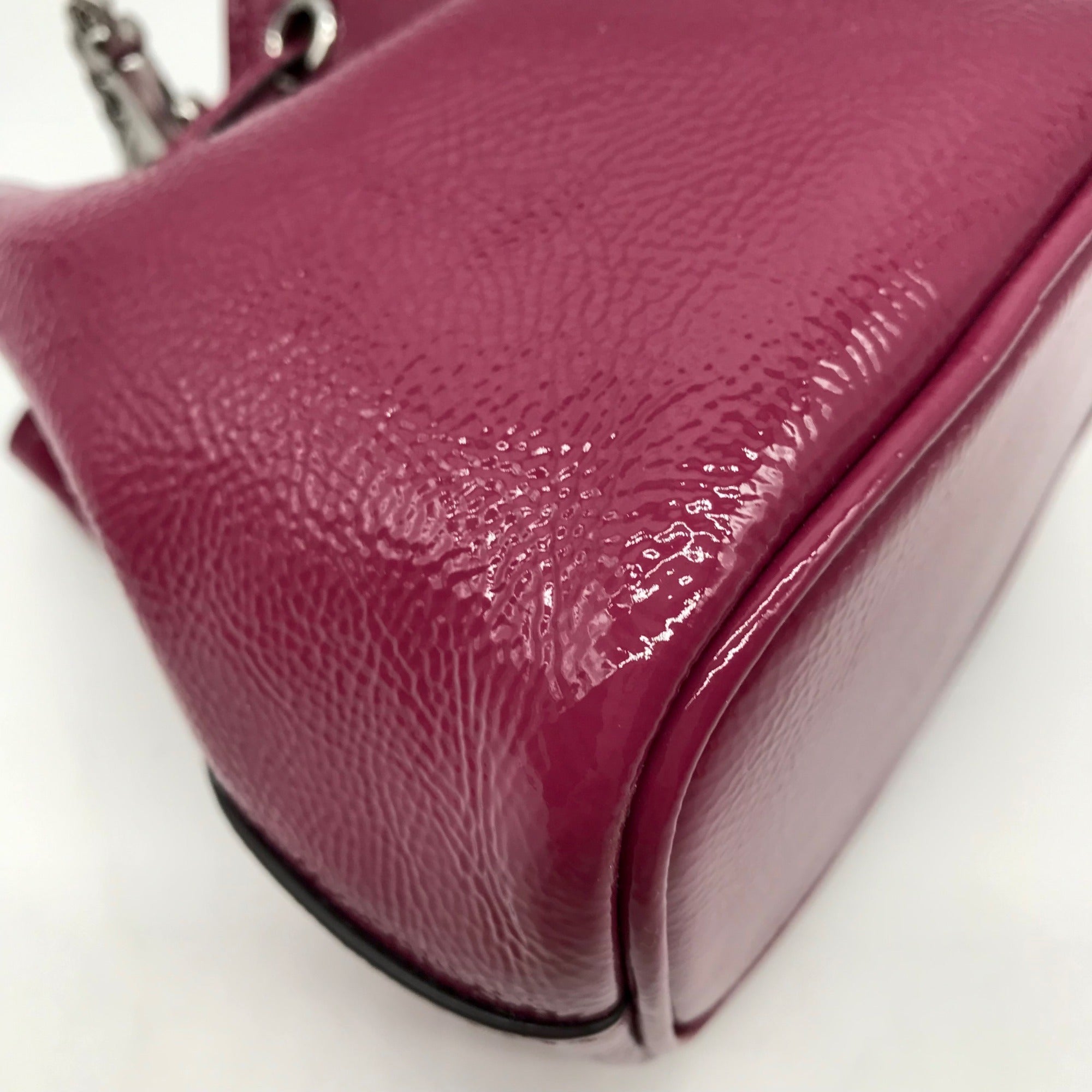 Coach Purple Patent Leather Crinkle Drawstring Wristlet