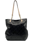 Michael Kors Black Monogram Patent Leather Jet Set Tote Bag