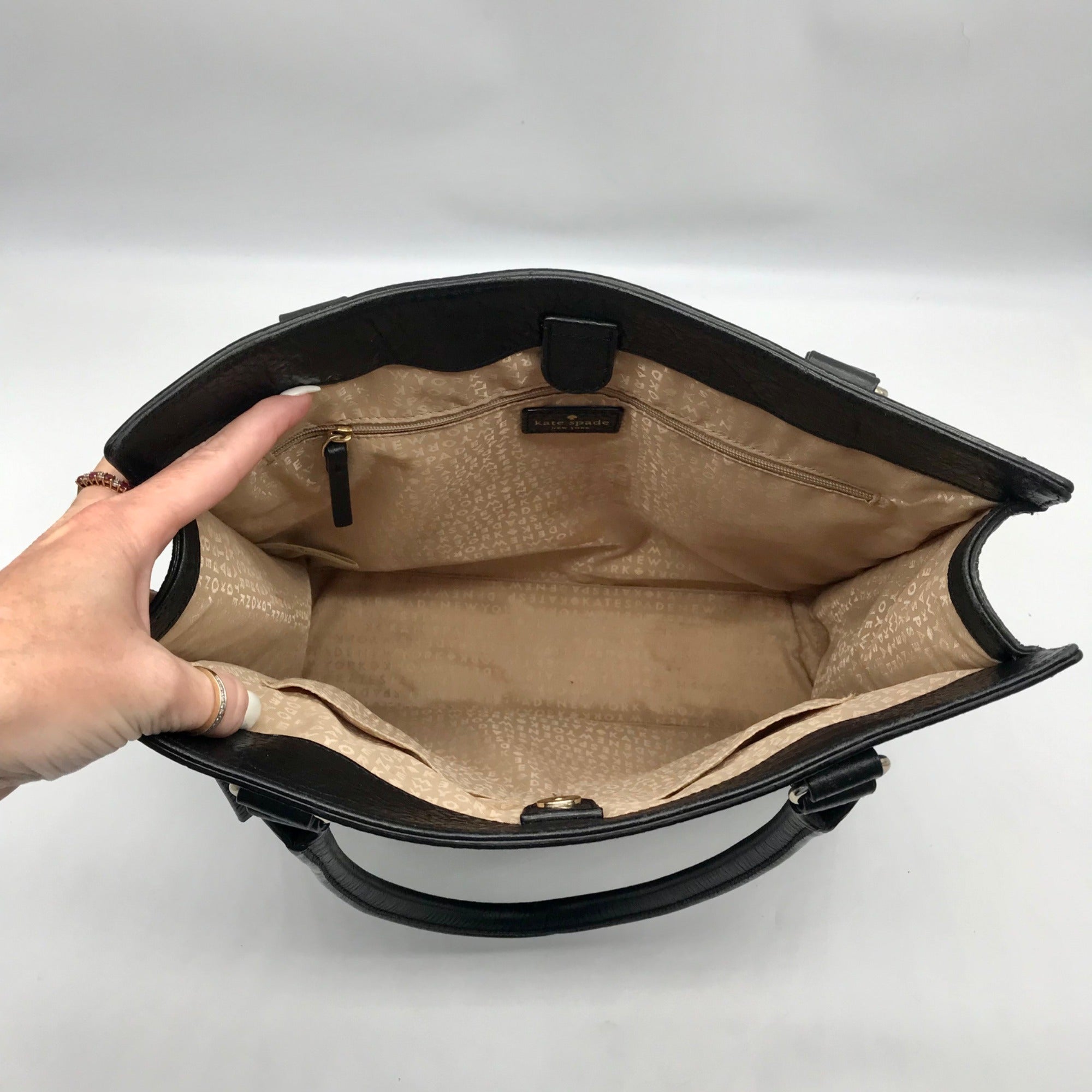 Kate Spade Black Pebbled Leather Lynne Bubbles Perforated Perri Lane Tote Bag