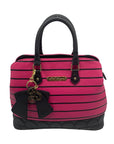 Betsey Johnson Pink & Black Striped Crossbody Satchel