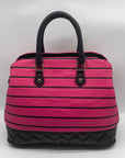 Betsey Johnson Pink & Black Striped Crossbody Satchel