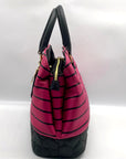 Betsey Johnson Pink & Black Striped Crossbody Satchel