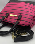 Betsey Johnson Pink & Black Striped Crossbody Satchel