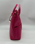 Pink Faux Croc Embossed Leather Crossbody Bag