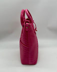Pink Faux Croc Embossed Leather Crossbody Bag