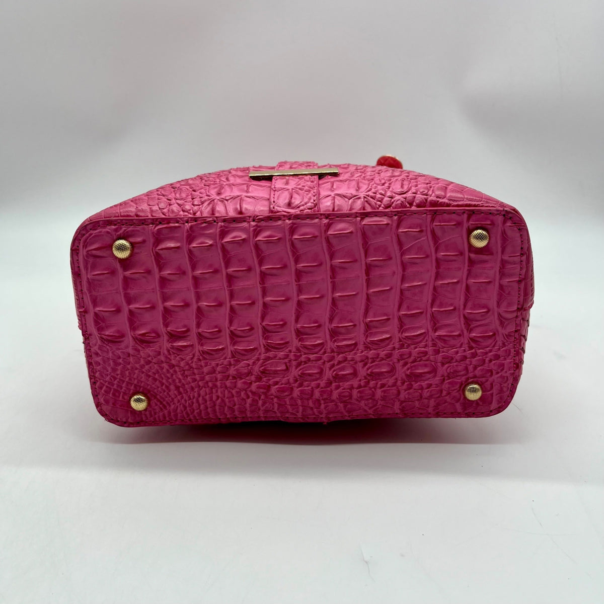 Pink Faux Croc Embossed Leather Crossbody Bag