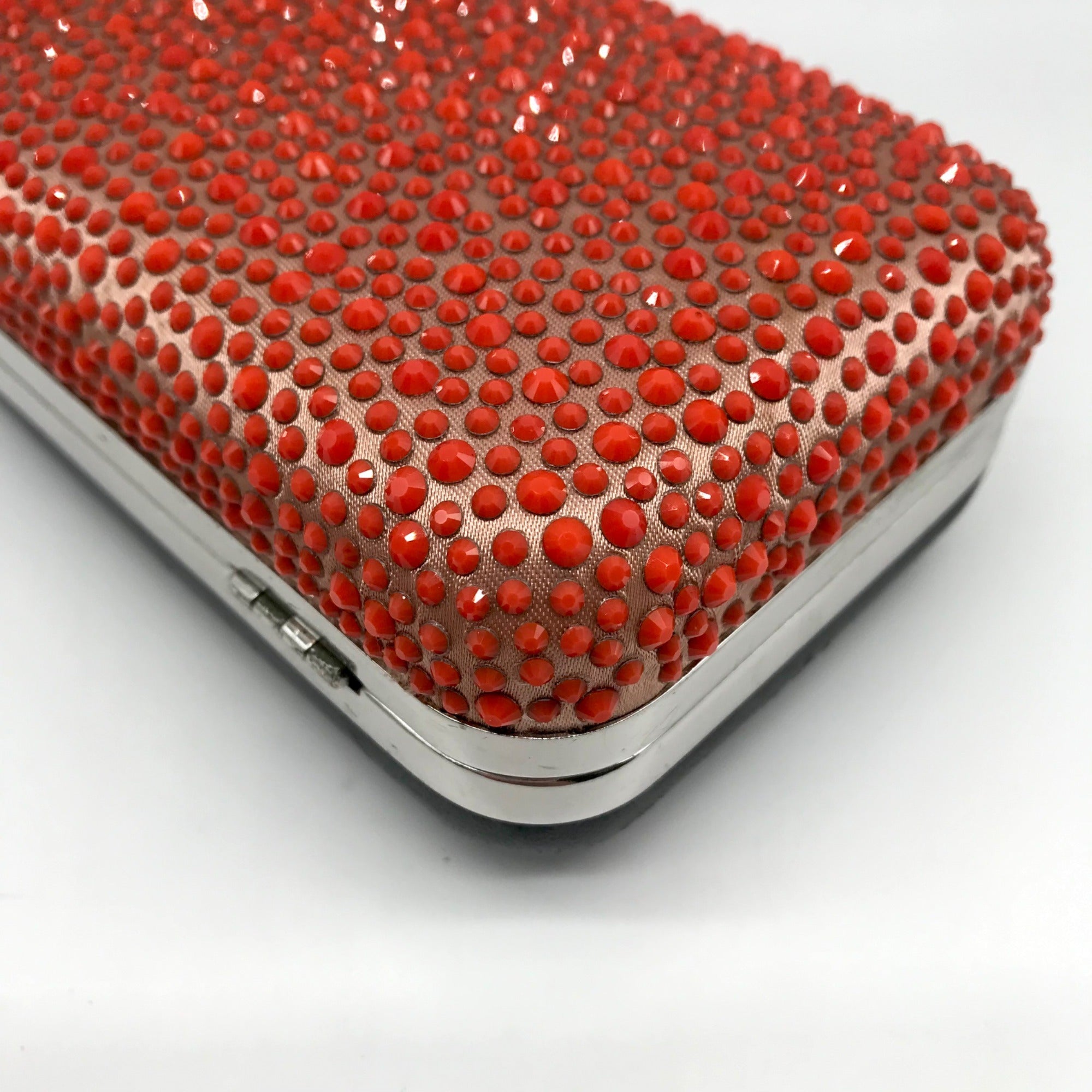 Diane von Furstenberg Bright Coral Small Crystal Embellished Convertible Clutch