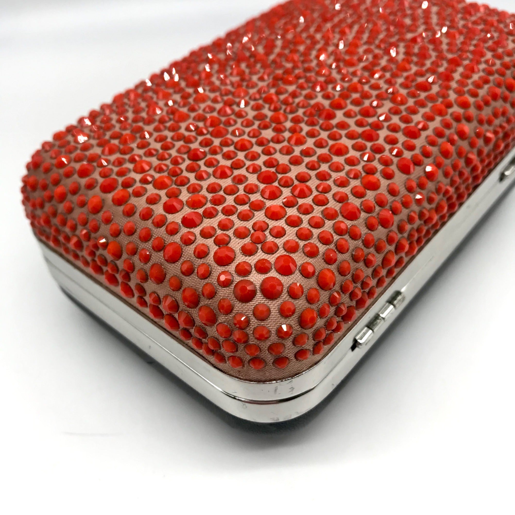 Diane von Furstenberg Bright Coral Small Crystal Embellished Convertible Clutch