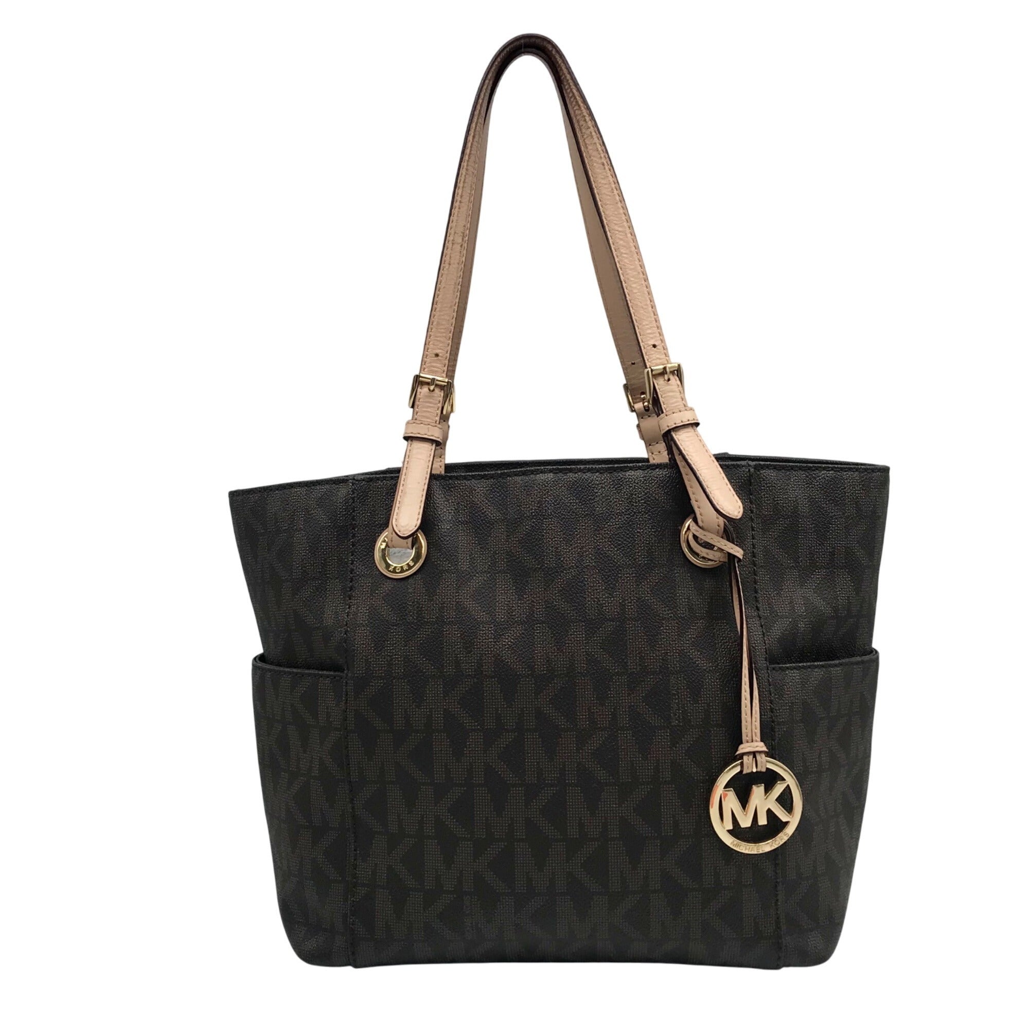 Michael Kors Brown Signature Coated Canvas Jet Set East West Tote Bag