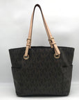 Michael Kors Brown Signature Coated Canvas Jet Set East West Tote Bag