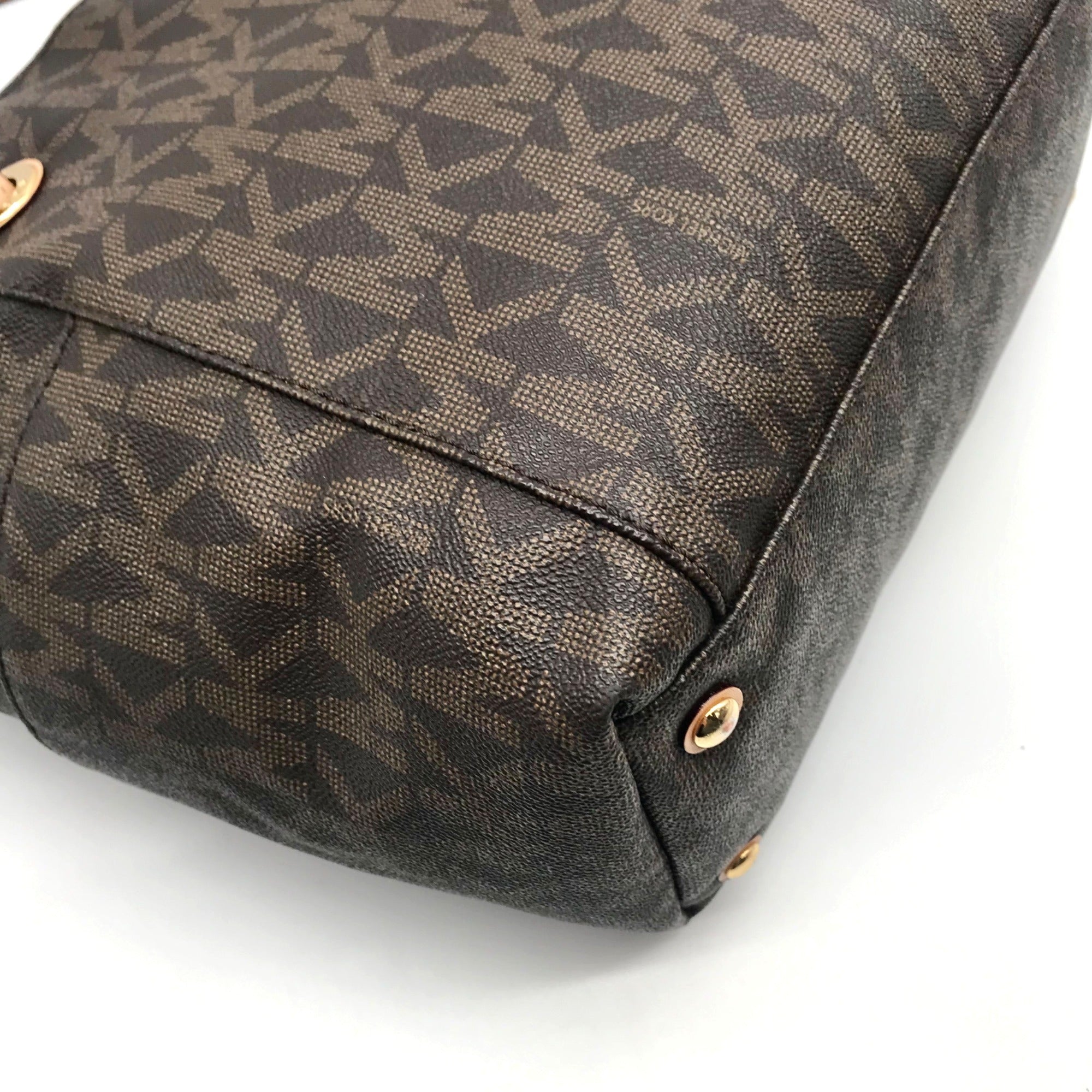 Michael Kors Brown Signature Coated Canvas Jet Set East West Tote Bag