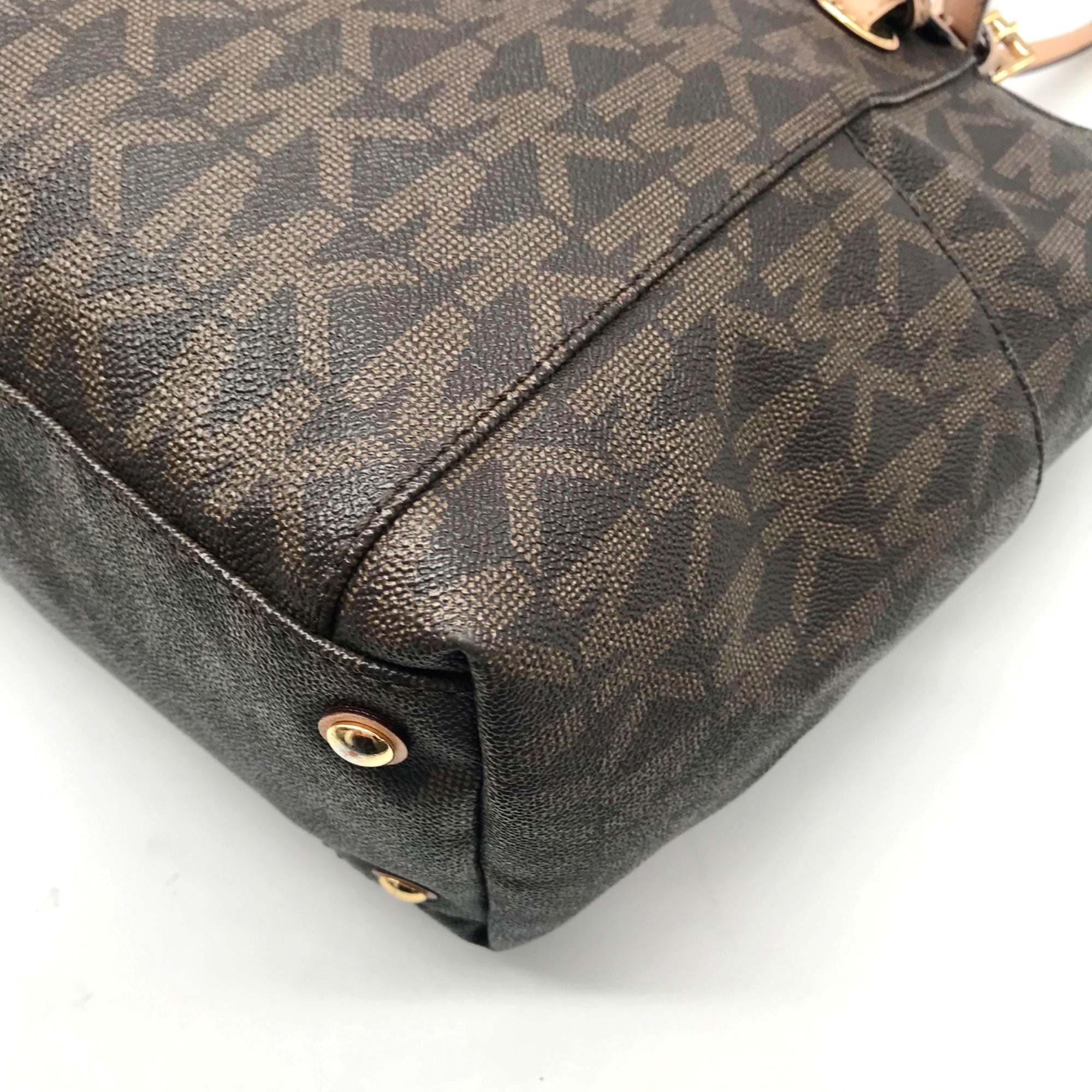 Michael Kors Brown Signature Coated Canvas Jet Set East West Tote Bag
