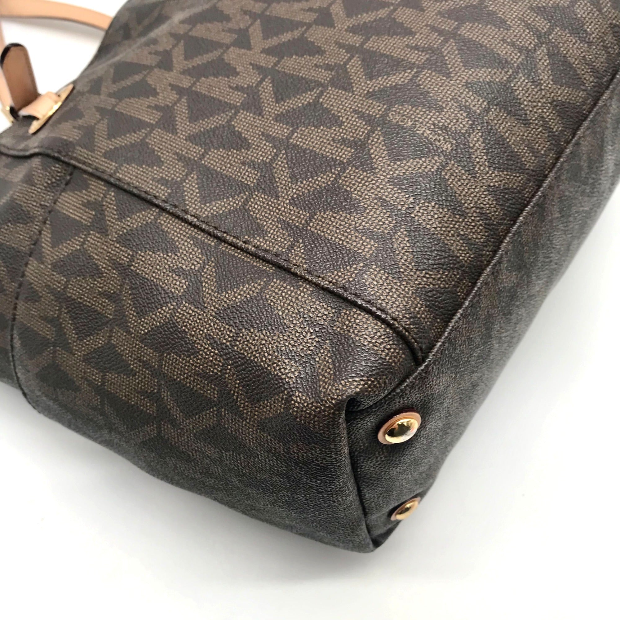 Michael Kors Brown Signature Coated Canvas Jet Set East West Tote Bag