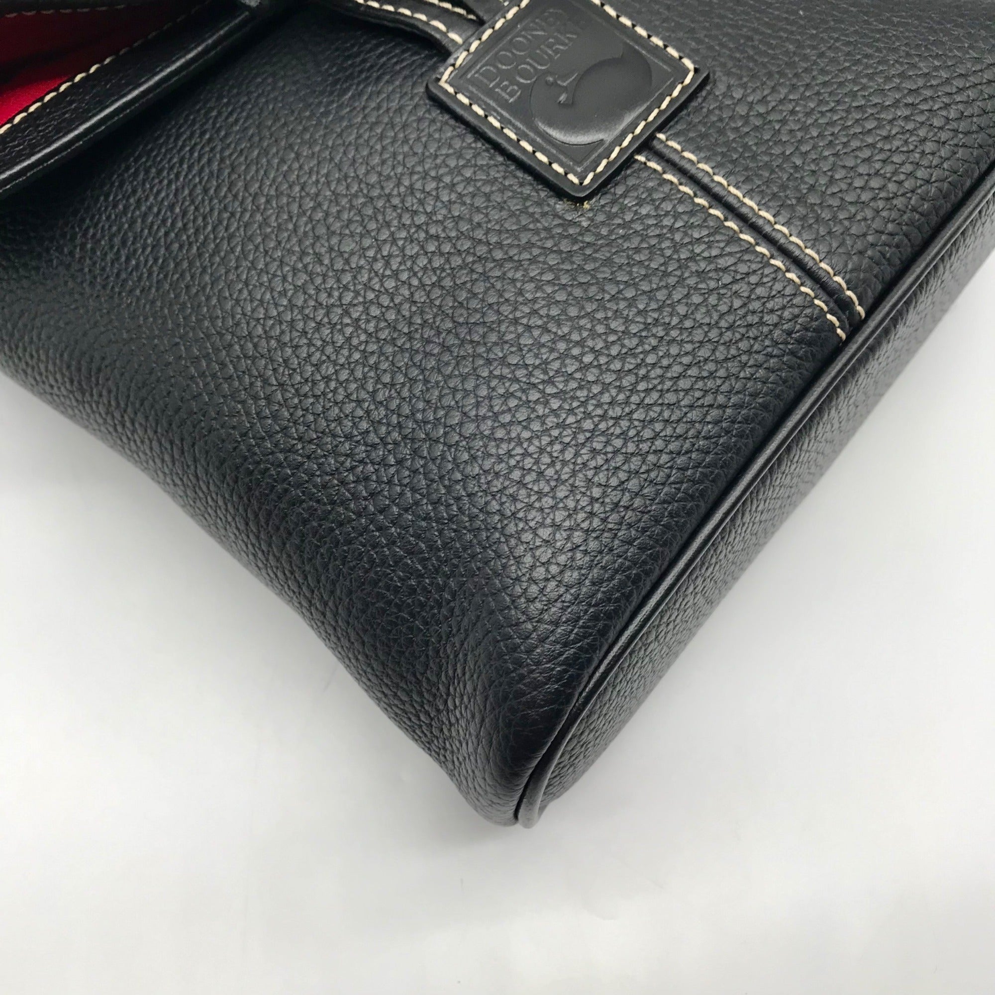 Dooney &amp; Bourke Black Pebbled Grain Leather Toggle Crossbody Bag