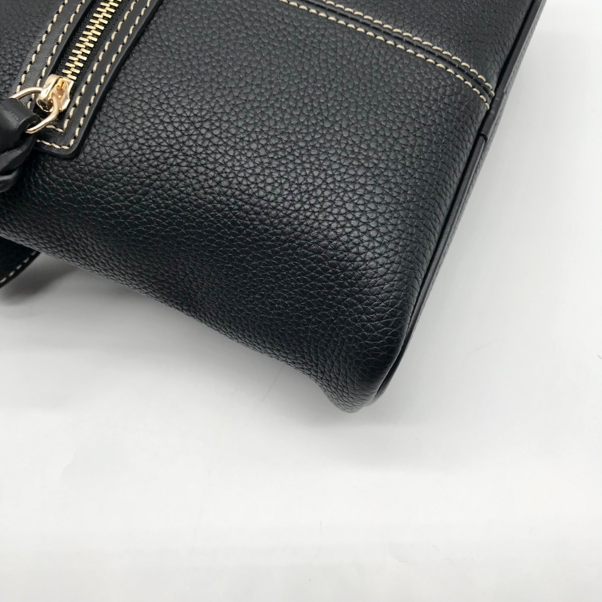 Dooney &amp; Bourke Black Pebbled Grain Leather Toggle Crossbody Bag