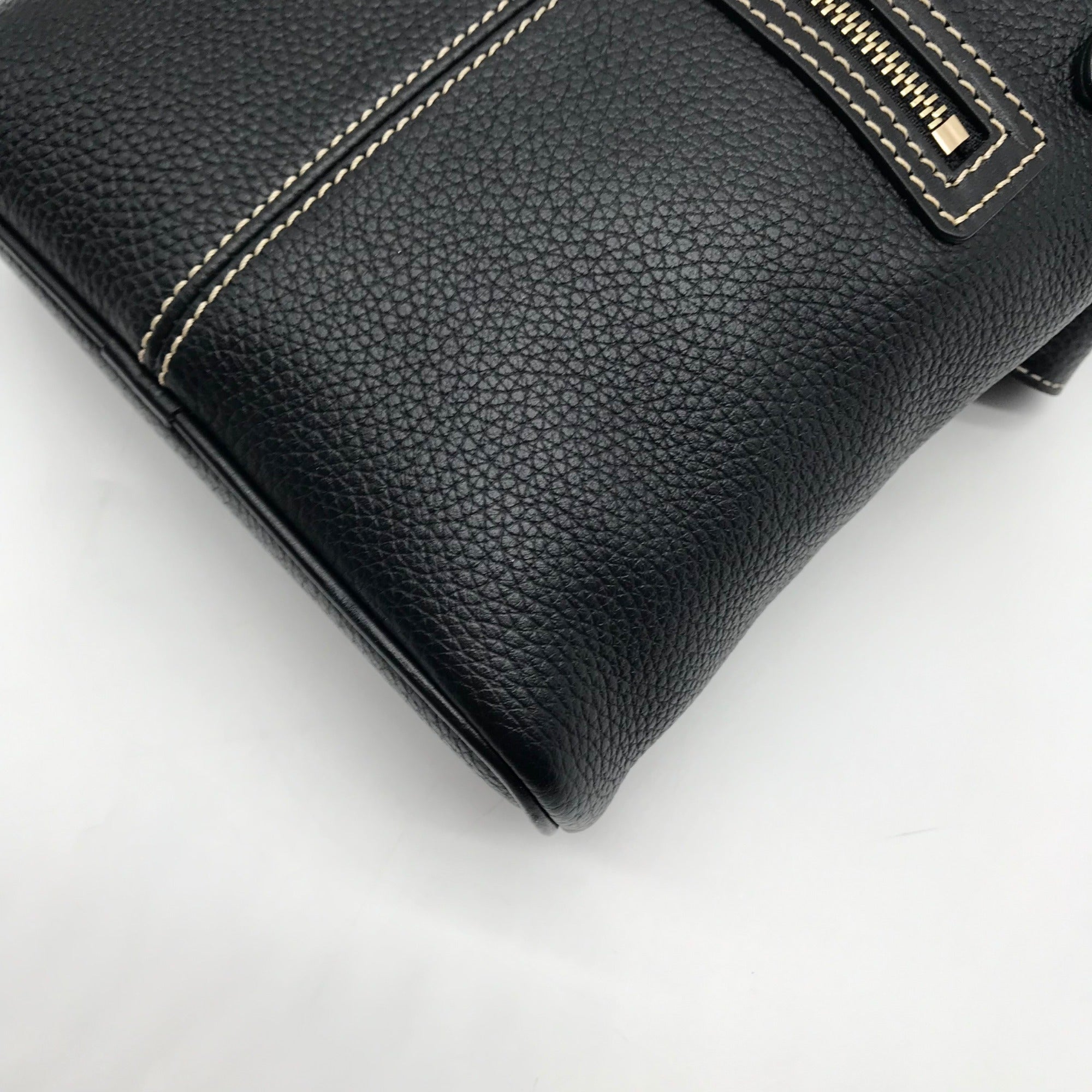 Dooney &amp; Bourke Black Pebbled Grain Leather Toggle Crossbody Bag