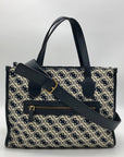 Guess Beige & Blue Jacquard Izzy 2-Compartment Tote Bag