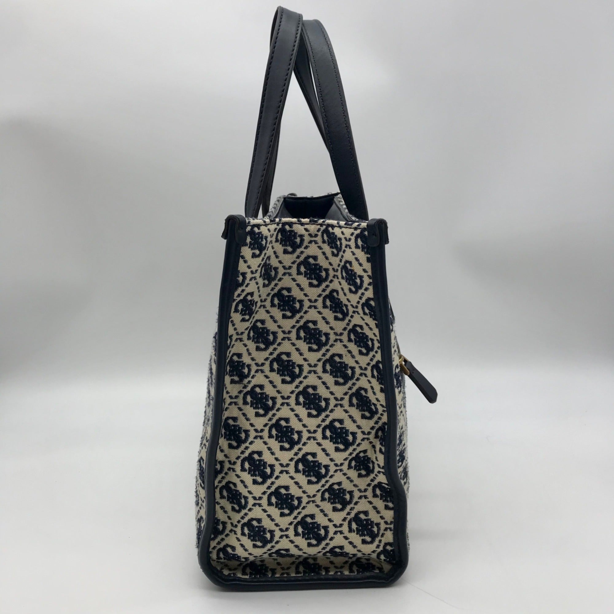 Guess Beige &amp; Blue Jacquard Izzy 2-Compartment Tote Bag