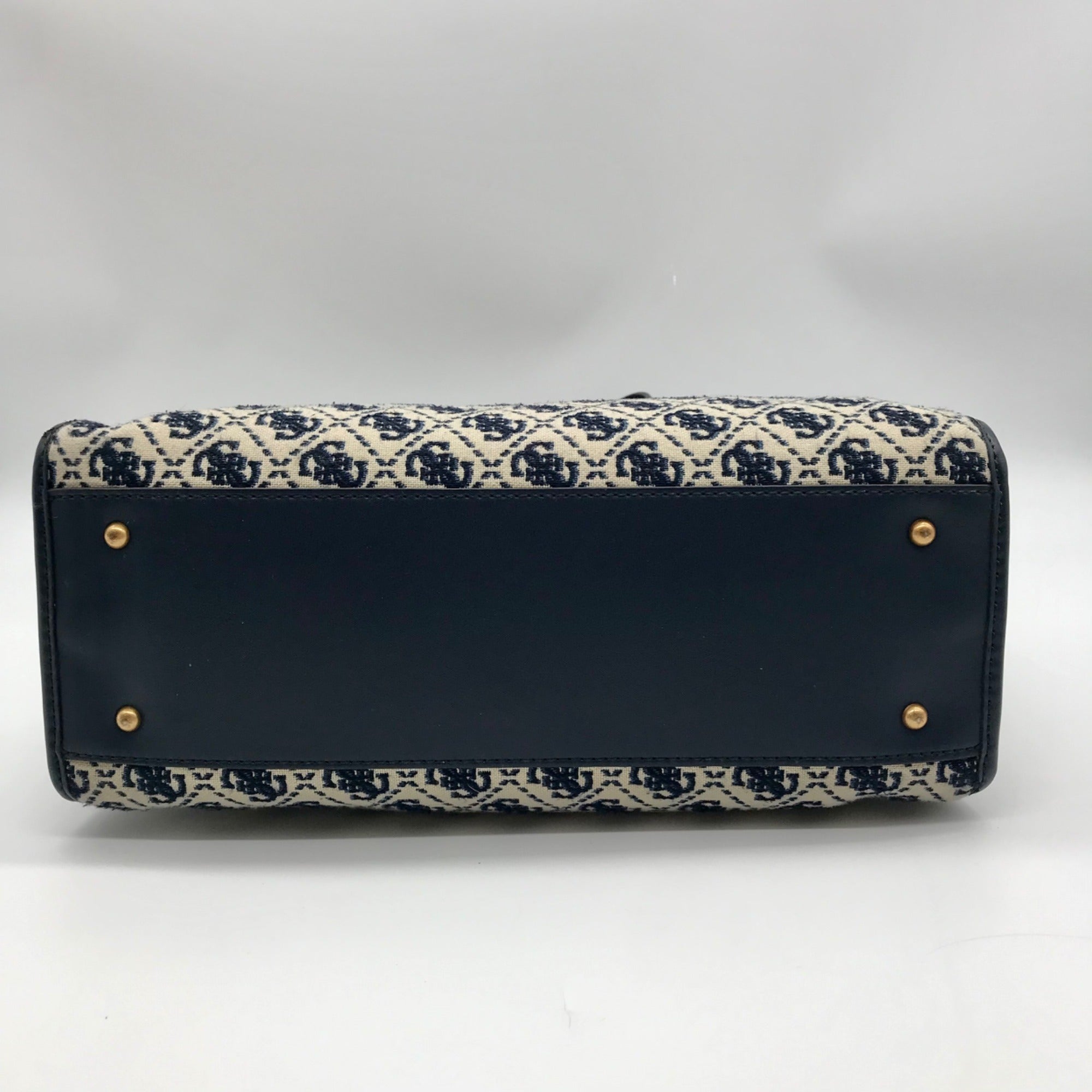Guess Beige &amp; Blue Jacquard Izzy 2-Compartment Tote Bag