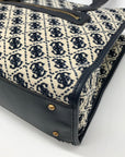 Guess Beige & Blue Jacquard Izzy 2-Compartment Tote Bag
