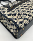 Guess Beige & Blue Jacquard Izzy 2-Compartment Tote Bag