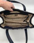 Guess Beige & Blue Jacquard Izzy 2-Compartment Tote Bag