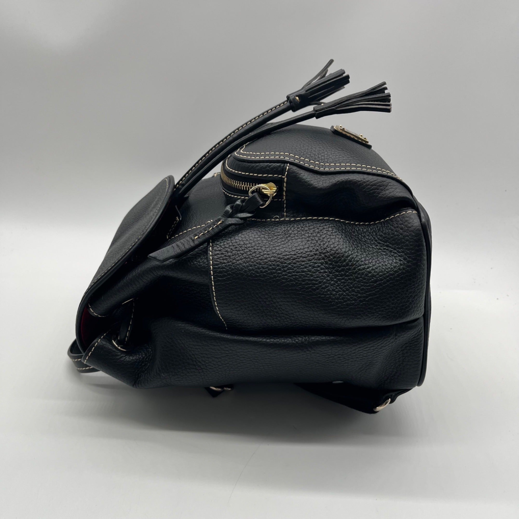 Dooney &amp; Bourke Black Pebbled Leather Murphy Backpack