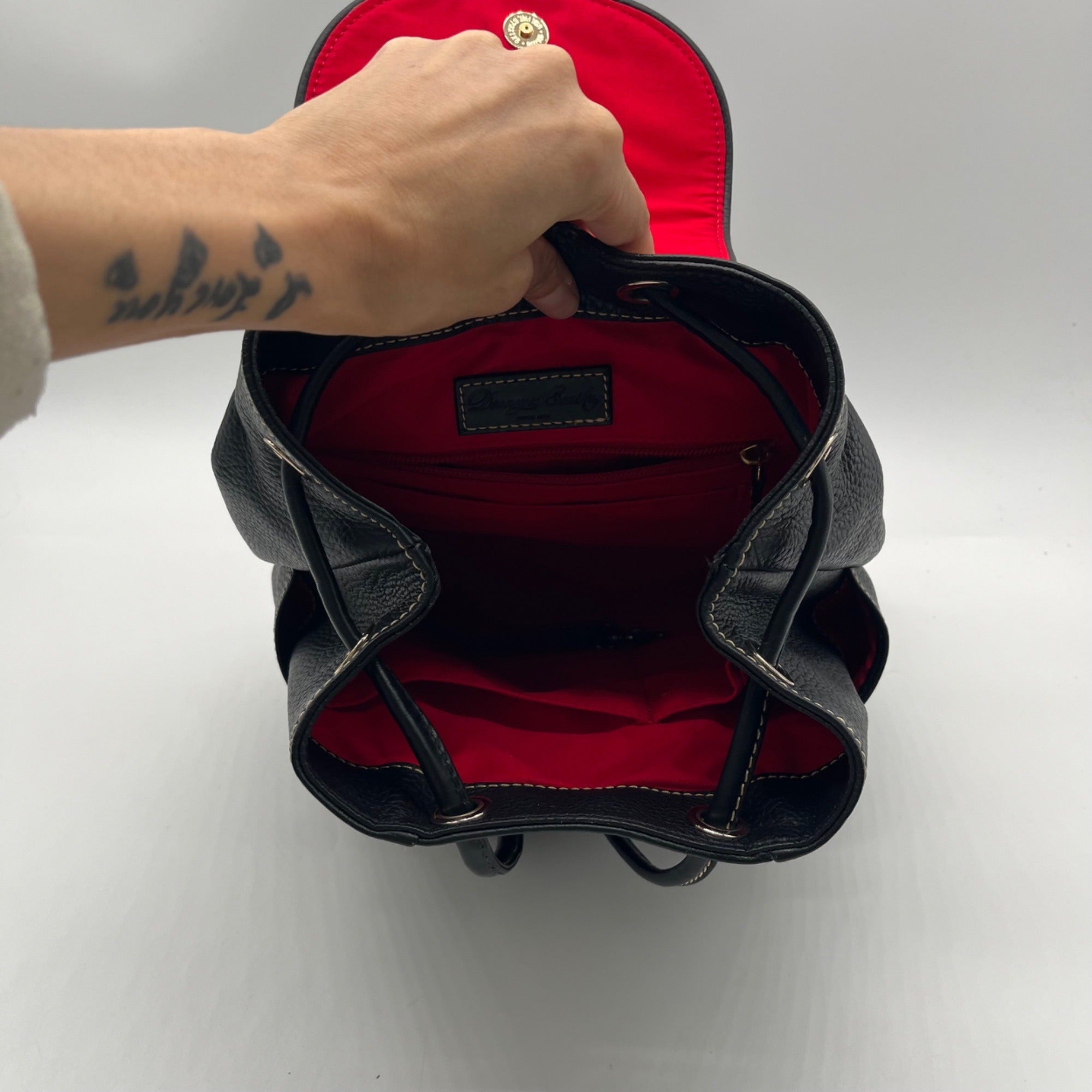 Dooney &amp; Bourke Black Pebbled Leather Murphy Backpack