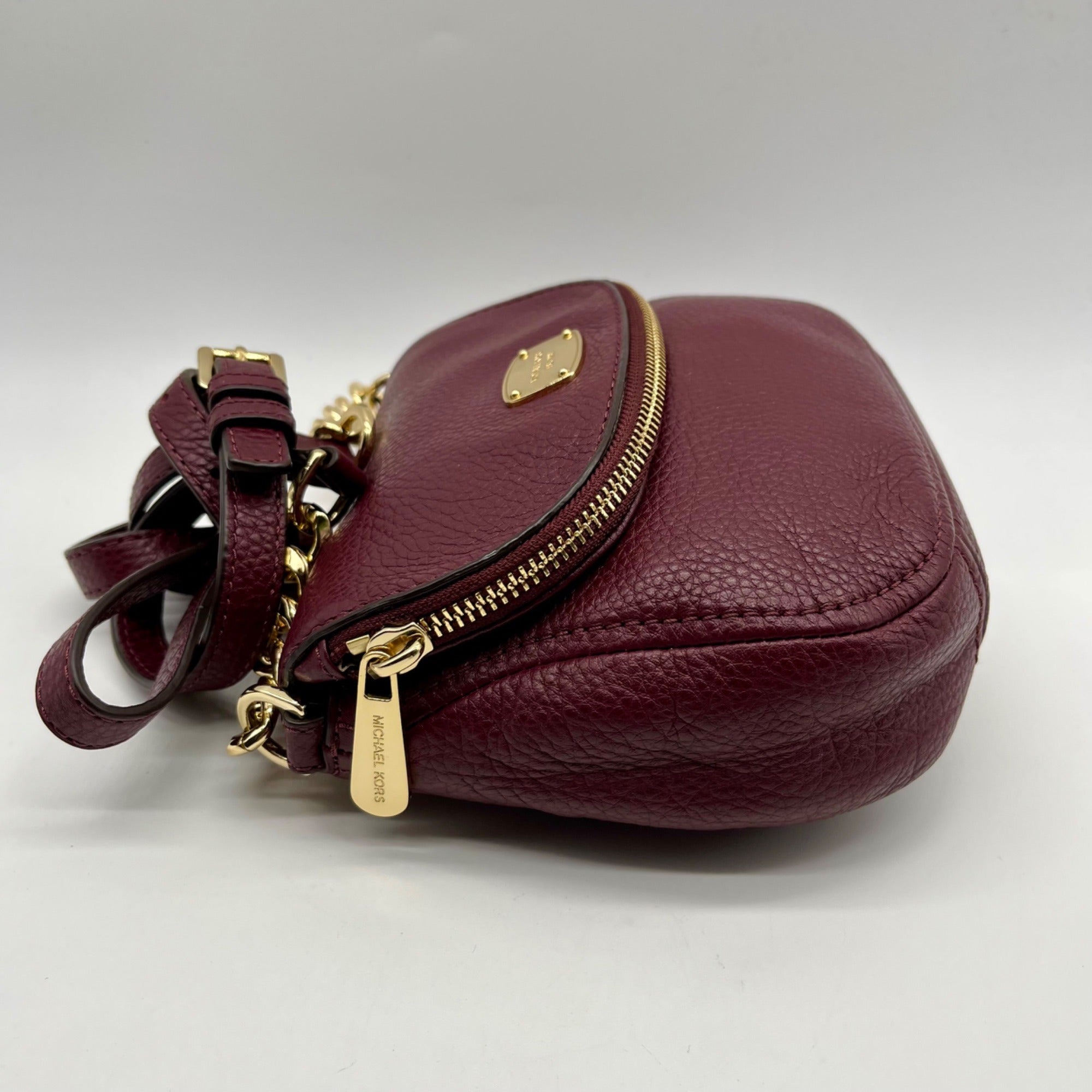 Michael Kors Burgundy Bedford Pebbled Leather Crossbody