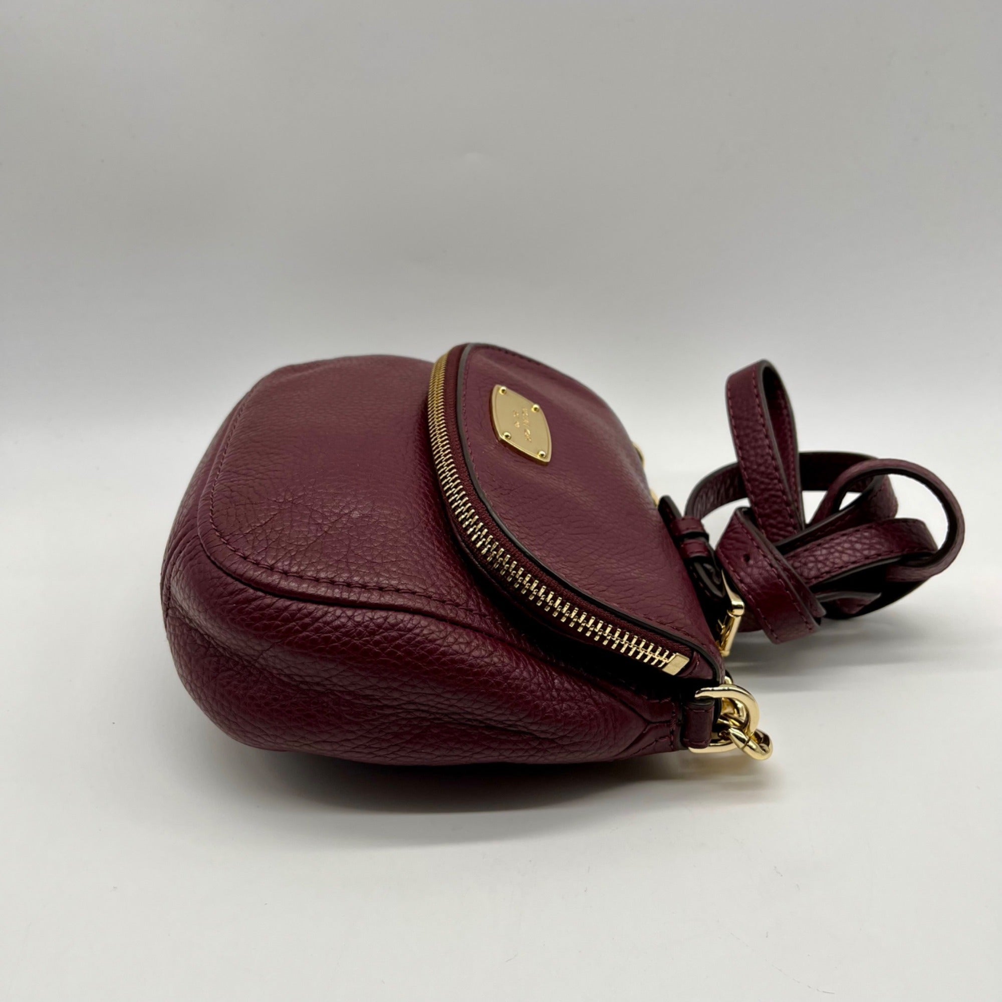 Michael Kors Burgundy Bedford Pebbled Leather Crossbody