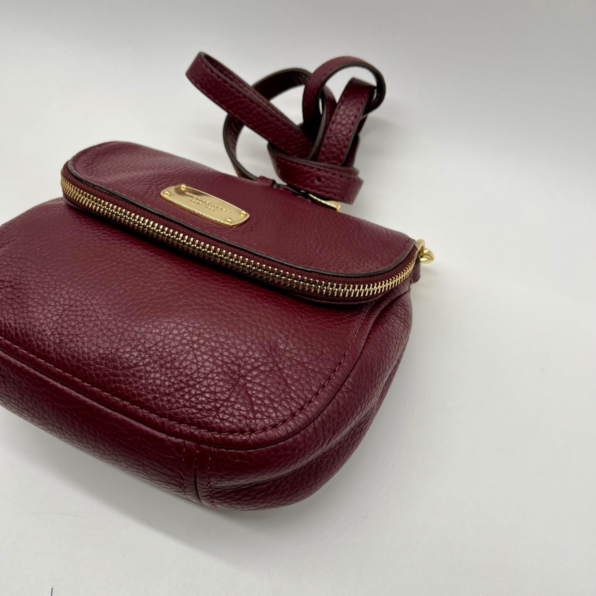 Michael Kors Burgundy Bedford Pebbled Leather Crossbody