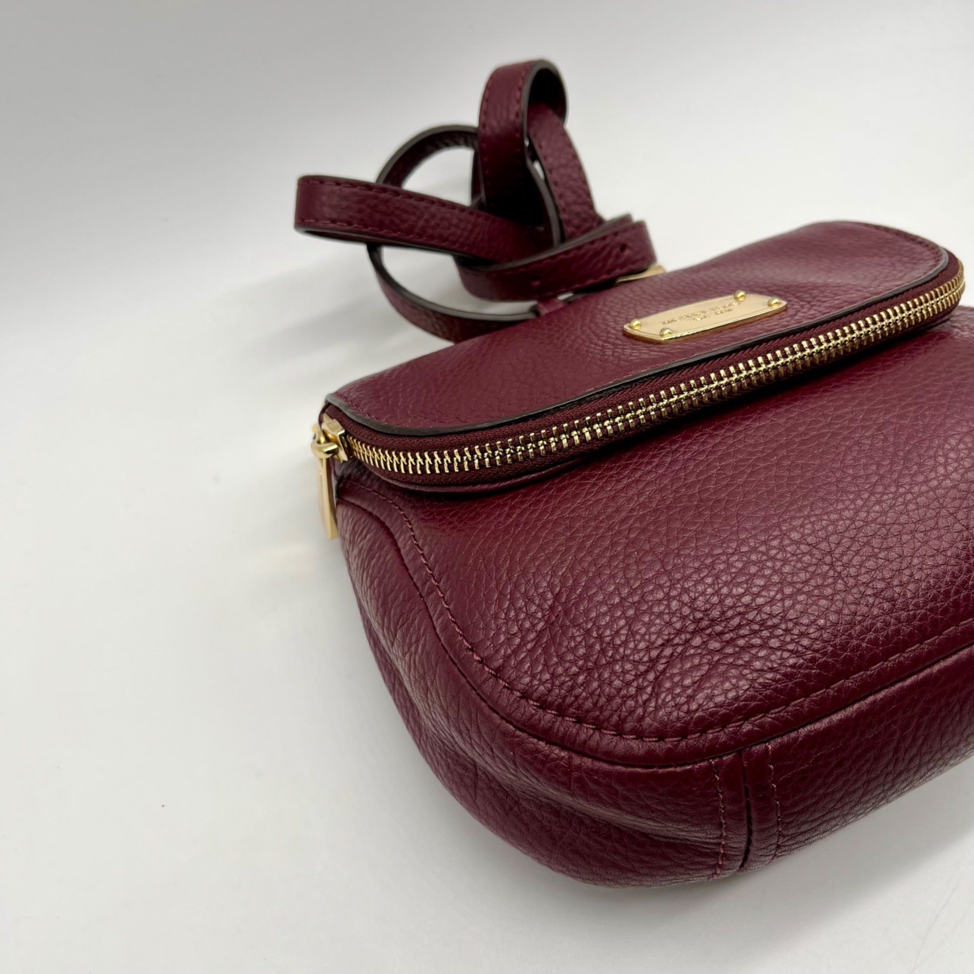Michael Kors Burgundy Bedford Pebbled Leather Crossbody