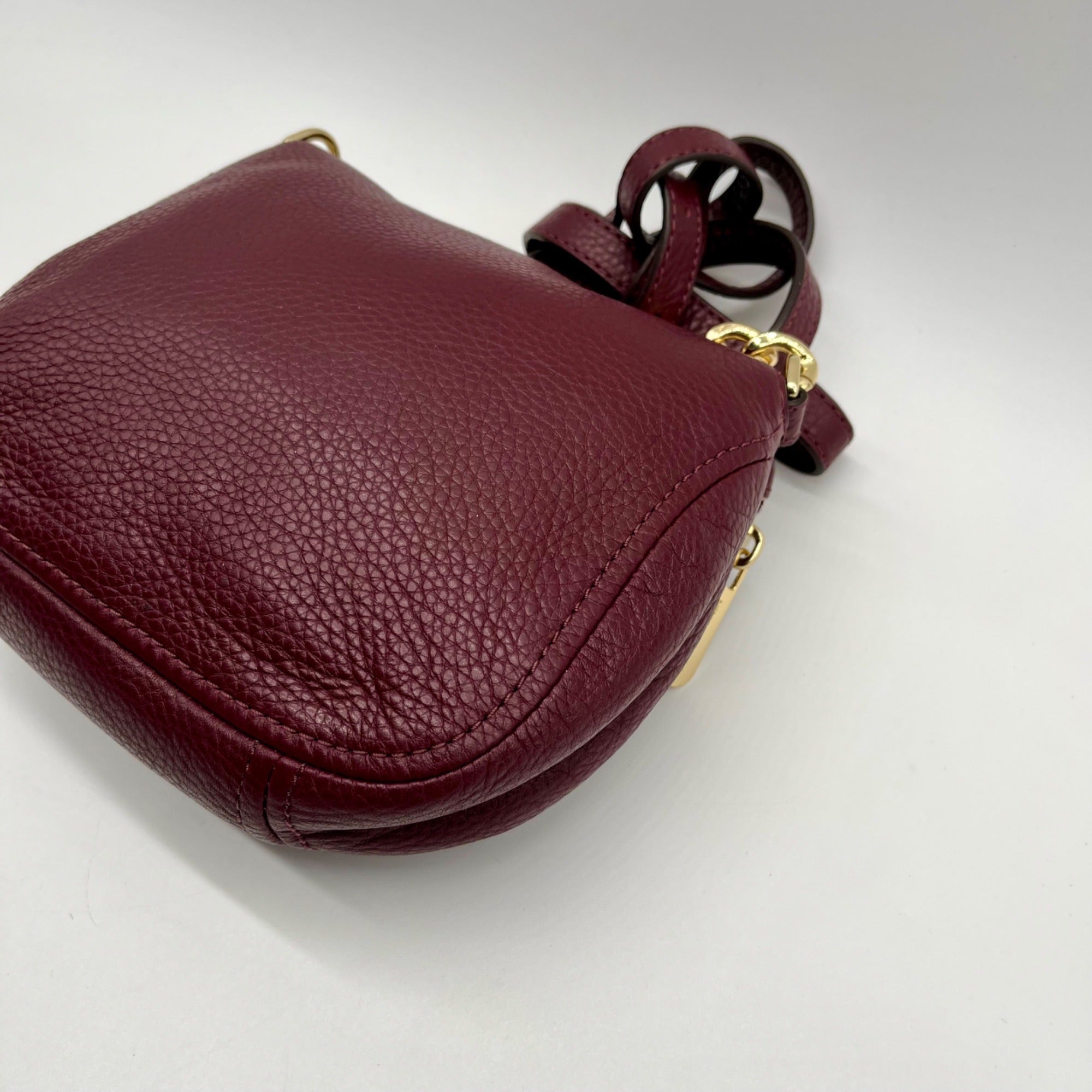 Michael Kors Burgundy Bedford Pebbled Leather Crossbody