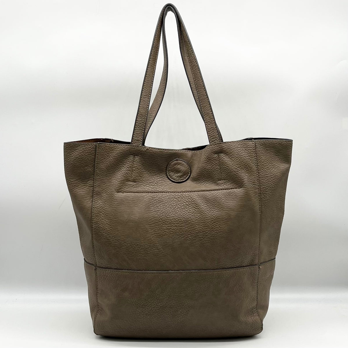 Joy Susan Taupe Vegan Leather Large Tote Bag
