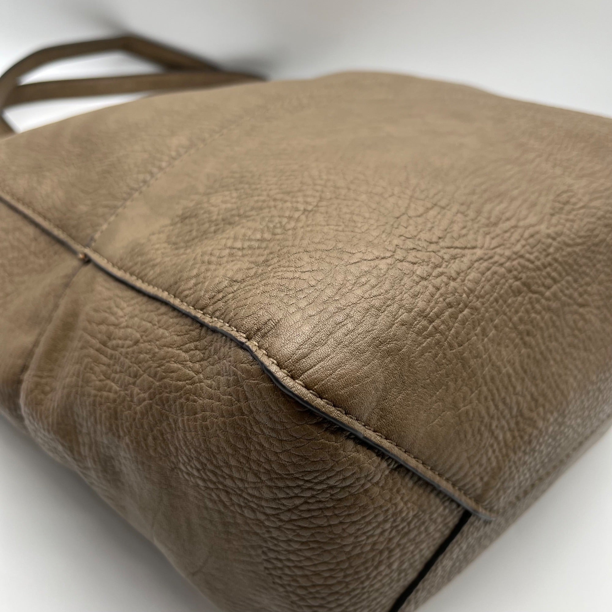 Joy Susan Taupe Vegan Leather Large Tote Bag