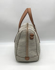 Fossil Black And White Coated Canvas Striped Convertible Sydney Satchel